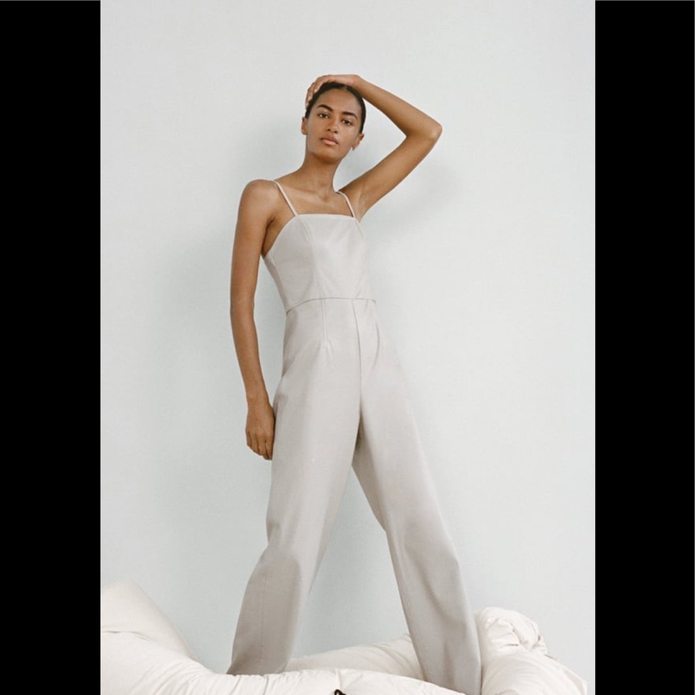ZARA Faux Leather Long Jumpsuit XS NWT